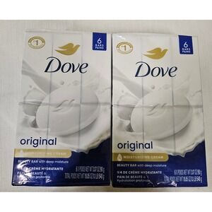 Dove Original Beauty Bar Moisturizing Cream 6 Bar Pack 19.05 oz Total Lot of‎ 2